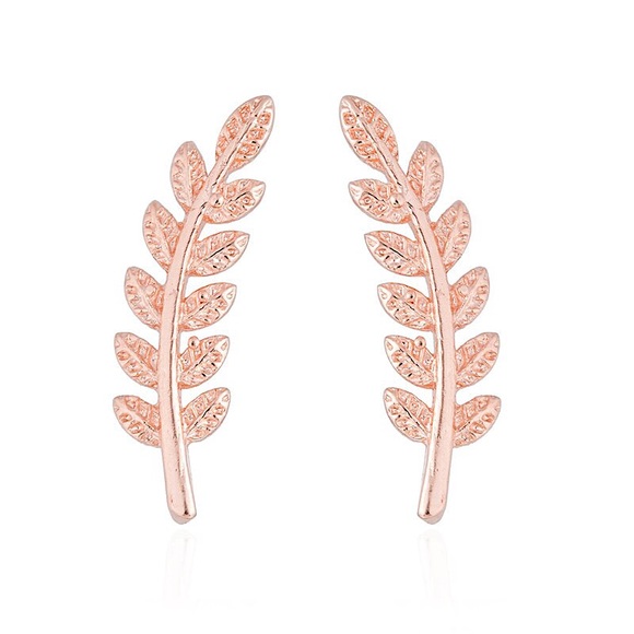 🔵𝟲𝟱%𝗢𝗙𝗙 𝗯𝘂𝗻𝗱𝗹𝗲𝘀 𝟯+🔵 NEW Rose Gold Leaf Climber Earrings - Picture 6 of 11